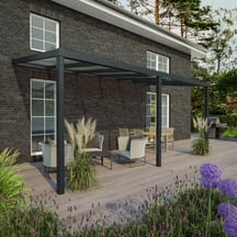 Terrasoverkapping | Sneeuwzone 1 | RAL 7016 | Plaat helder | Lijst vierkant | Breedte 12,06 m | Diepte 2,50 m #1