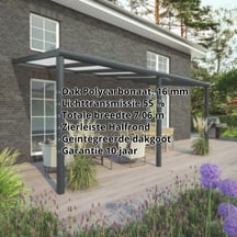 Terrasoverkapping | Sneeuwzone 1 | RAL 7016 | Plaat opaal wit | Lijst halfrond | Breedte 7,06 m | Diepte 2,50 m #2