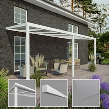 Terrasoverkapping | Sneeuwzone 1 | RAL 9016 | Glasplaat helder | Lijst vierkant | Breedte 7,06 m | Diepte 2,50 m #3