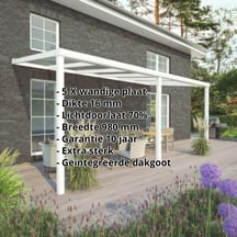 Terrasoverkapping | Sneeuwzone 1 | RAL 9016 | Plaat helder | Lijst halfrond | Breedte 7,06 m | Diepte 2,50 m #2