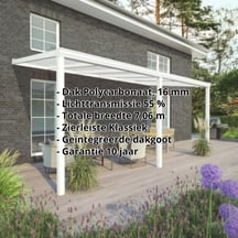 Terrasoverkapping | Sneeuwzone 1 | RAL 9016 | Plaat opaal wit | Lijst klassiek | Breedte 7,06 m | Diepte 2,50 m #2