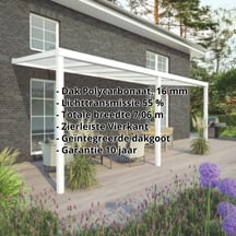 Terrasoverkapping | Sneeuwzone 1 | RAL 9016 | Plaat opaal wit | Lijst vierkant | Breedte 7,06 m | Diepte 2,50 m #2