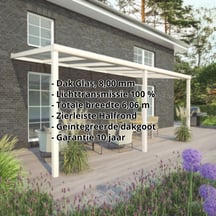 Terrasoverkapping | Sneeuwzone 2 | RAL 9001 | Glasplaat helder | Lijst halfrond | Breedte 6,06 m | Diepte 3,00 m #2
