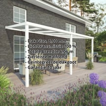 Terrasoverkapping | Sneeuwzone 2 | RAL 9016 | Glasplaat helder | Lijst halfrond | Breedte 6,06 m | Diepte 3,00 m #2