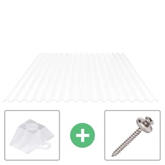 Polycarbonaat damwandplaat | 76/18 | Voordeelpakket | 0,90 mm | Opaal wit | Breedte 3,24 m | Lengte 2,00 m