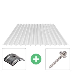 Polycarbonaat golfplaat | 76/18 | Voordeelpakket | 2,80 mm | Helder | Honingraatstructuur | Breedte 3,05 m | Lengte 2,00 m