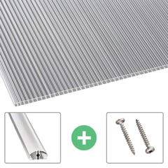 Polycarbonaat kanaalplaat | 10 mm | Profiel A4 | Voordeelpakket | Plaatbreedte 1,05 m | Helder | Dubbel UV-besch. | Breedte 3,30 m | Lengte 2,00