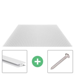 Polycarbonaat kanaalplaat | 16 mm | Profiel Zeven | Voordeelpakket | Plaatbreedte 98 cm | Helder | X-Structuur | Breedte 3,13 m | Lengte 2,00 m