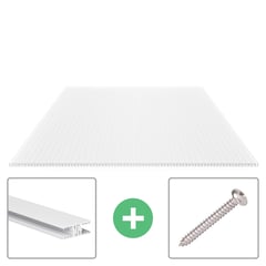 Polycarbonaat kanaalplaat | 16 mm | Profiel Zeven | Voordeelpakket | Plaatbreedte 98 cm | Opaal wit | X-Structuur | Breedte 3,13 m | Lengte 2,00 m