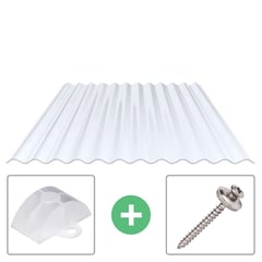 PVC golfplaat | 76/18 | Voordeelpakket | 1,30 mm | Helder, licht blauw getint | Breedte 3,25 m | Lengte 2,00 m