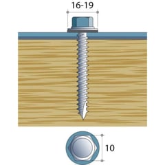 Verzinkte schroeven | Voor montage profieltop op houten constructie | 6,5 x 22 mm E16 | Blank