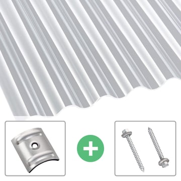 Acrylaat golfplaat | 76/18 | Voordeelpakket | 3,00 mm | Helder | Breedte 3,00 m | Lengte 2,00 m
