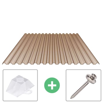 PVC damwandplaat | 70/18 | Voordeelpakket | 1,00 mm | Brons | Breedte 3,18 m | Lengte 2,00 m