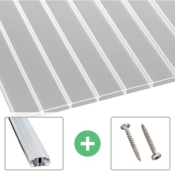 Acrylaat kanaalplaat | 16 mm | Profiel A1 | Voordeelpakket | Plaatbreedte 980 mm | Helder | Extra brede kanalen | Breedte 3,08 m | Lengte 2,0