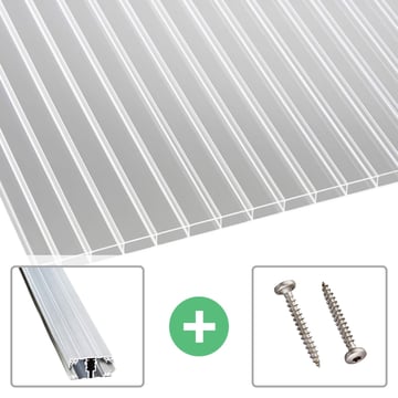Acrylaat kanaalplaat | 16 mm | Profiel A1 | Voordeelpakket | Plaatbreedte 980 mm | Helder | Breedte 3,08 m | Lengte 2,00 m