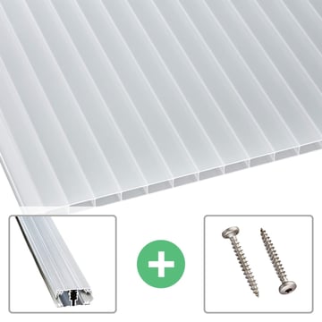 Acrylaat kanaalplaat | 16 mm | Profiel A1 | Voordeelpakket | Plaatbreedte 980 mm | Helder | Breedte 3,08 m | Lengte 2,00 m