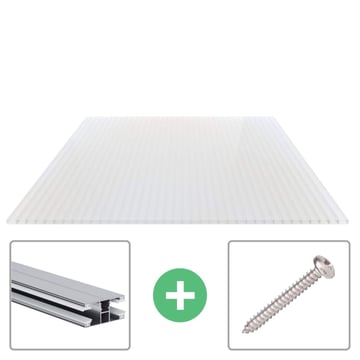 Acrylaat kanaalplaat | 16 mm | Profiel DUO | Voordeelpakket | Plaatbreedte 980 mm | Opaal wit | Breedte 3,09 m | Lengte 2,00 m