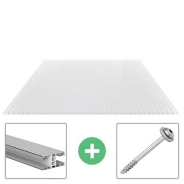 Acrylaat kanaalplaat | 16 mm | Profiel Mendig | Voordeelpakket | Plaatbreedte 980 mm | Opaal wit | Breedte 3,09 m | Lengte 2,00 m