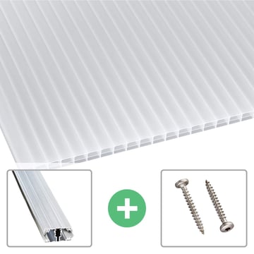 Polycarbonaat kanaalplaat | 16 mm | Profiel A1 | Voordeelpakket | Plaatbreedte 1200 mm | Opaal wit | Blueline | Breedte 3,74 m | Lengte 2,00 m