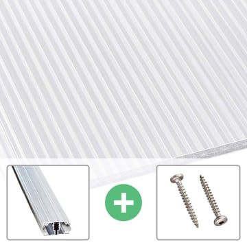 Polycarbonaat kanaalplaat | 16 mm | Profiel A1 | Voordeelpakket | Plaatbreedte 1200 mm | Opaal wit | Extra sterk | Breedte 3,74 m | Lengte 2,00 m
