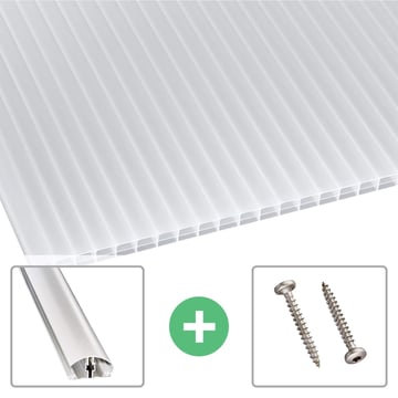 Polycarbonaat kanaalplaat | 16 mm | Profiel A4 | Voordeelpakket | Plaatbreedte 1200 mm | Opaal wit | Blueline | Breedte 3,75 m | Lengte 2,00 m