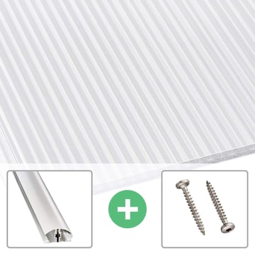 Polycarbonaat kanaalplaat | 16 mm | Profiel A4 | Voordeelpakket | Plaatbreedte 1200 mm | Opaal wit | Extra sterk | Breedte 3,75 m | Lengte 2,00 m