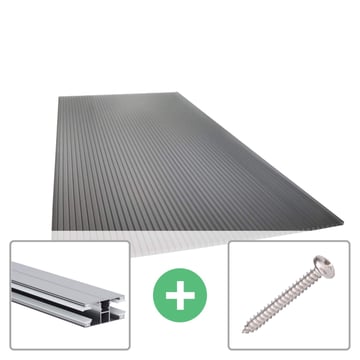 Polycarbonaat kanaalplaat | 16 mm | Profiel DUO | Voordeelpakket | Plaatbreedte 980 mm | Antracietgrijs | Novalite | Breedte 3,09 m | Lengte 2,00 m