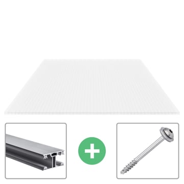 Polycarbonaat kanaalplaat | 16 mm | Profiel ECO | Voordeelpakket | Plaatbreedte 980 mm | Opaal wit | Breedte 3,05 m | Lengte 2,00 m