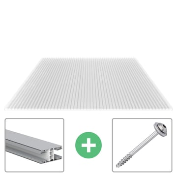 Polycarbonaat kanaalplaat | 16 mm | Profiel Mendig | Voordeelpakket | Plaatbreedte 1200 mm | Helder | Breedte 3,75 m | Lengte 2,00 m