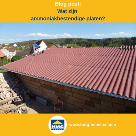 Arbeiders op het dak met rode vezelcementplaten, duurzaam en aantrekkelijk dakbedekkingsmateriaal.