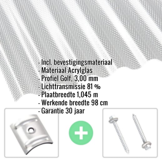 Acrylaat golfplaat | 76/18 | Voordeelpakket | 3,00 mm | Helder | Honingraatstructuur | Breedte 3,00 m | Lengte 2,00 m #2