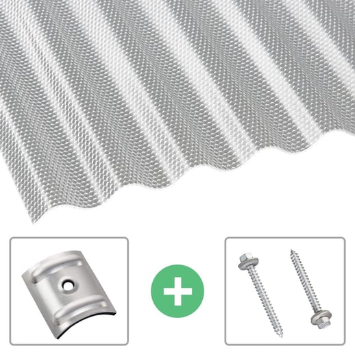 Acrylaat golfplaat | 76/18 | Voordeelpakket | 3,00 mm | Helder | Honingraatstructuur | Breedte 3,00 m | Lengte 2,00 m #1