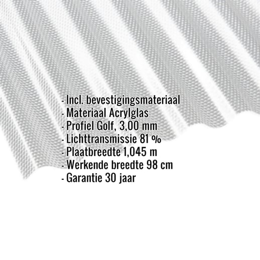 Acrylaat golfplaat | 76/18 | Voordeelpakket | 3,00 mm | Helder | Honingraatstructuur | Breedte 5,94 m | Lengte 5,00 m #2