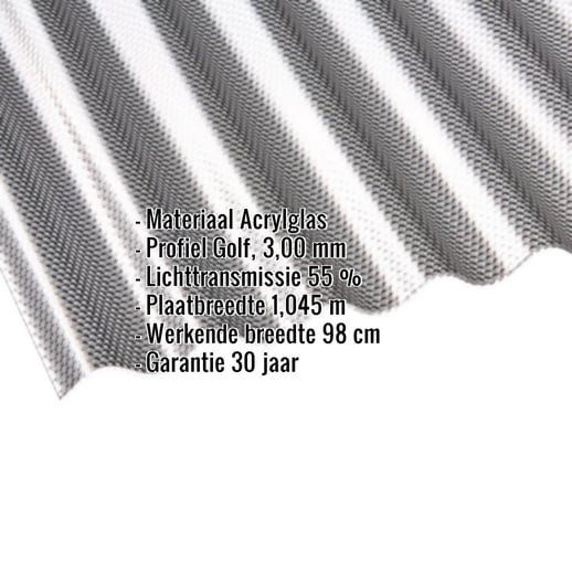 Acrylaat golfplaat | 76/18 | 3,00 mm | Grafiet | Honingraatstructuur | 2,00 m #2