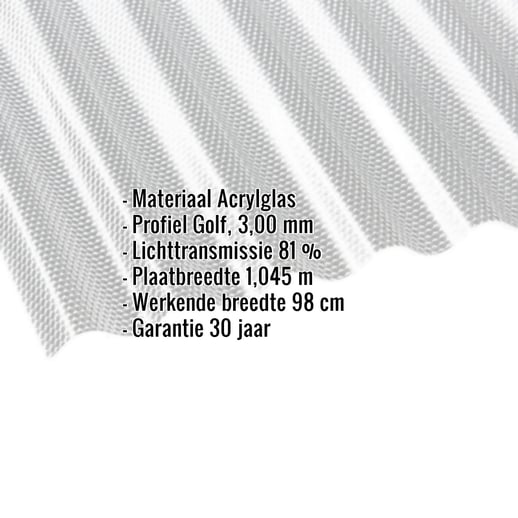 Acrylaat golfplaat | 76/18 | 3,00 mm | Helder | Honingraatstructuur | 2,00 m #2