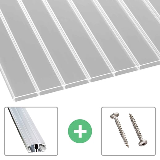 Acrylaat kanaalplaat | 16 mm | Profiel A1 | Voordeelpakket | Plaatbreedte 98 cm | Helder | Extra brede kanalen | Breedte 3,08 m | Lengte 2,0 #1