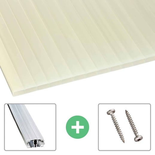 Acrylaat kanaalplaat | 16 mm | Profiel A1 | Voordeelpakket | Plaatbreedte 98 cm | Opaal wit / goud | Breedte 3,08 m | Lengte 2,00 m #1