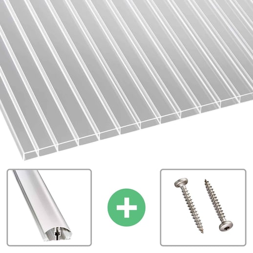 Acrylaat kanaalplaat | 16 mm | Profiel A4 | Voordeelpakket | Plaatbreedte 98 cm | Helder | Breedte 3,09 m | Lengte 2,00 m #1