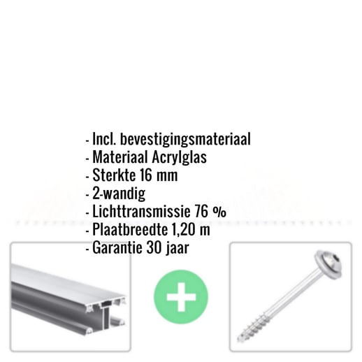 Acrylaat kanaalplaat | 16 mm | Profiel ECO | Voordeelpakket | Plaatbreedte 1,20 m | Opaal wit | Breedte 3,71 m | Lengte 2,00 m #2