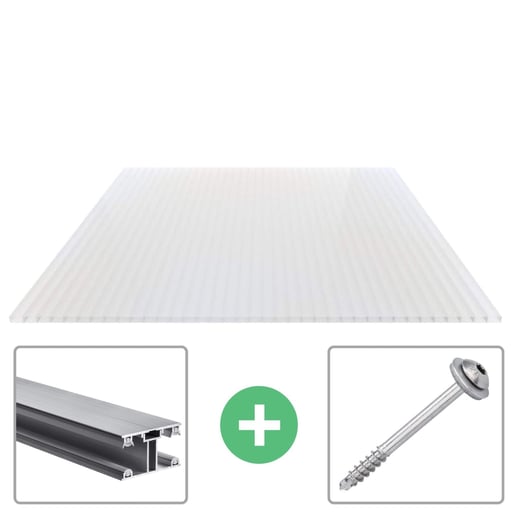 Acrylaat kanaalplaat | 16 mm | Profiel ECO | Voordeelpakket | Plaatbreedte 1,20 m | Opaal wit | Breedte 3,71 m | Lengte 2,00 m #1