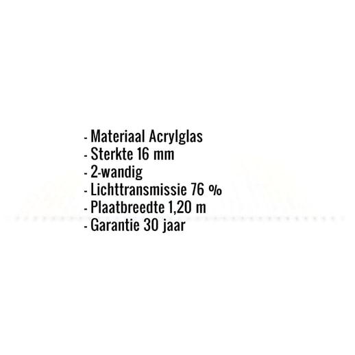Acrylaat kanaalplaat | 16 mm | Breedte 1,20 m | Opaal wit | 4,50 m #2