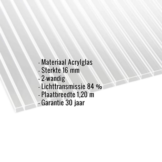 Acrylaat kanaalplaat | 16 mm | Breedte 1,20 m | Helder | 4,50 m #2