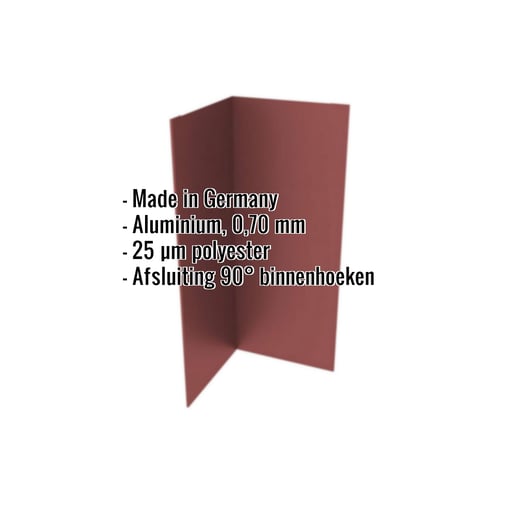 Binnenhoek | 10 cm x 10 cm x 2,00 m | Aluminium 0,70 mm | 25 µm Polyester | 8012 - Roodbruin #2