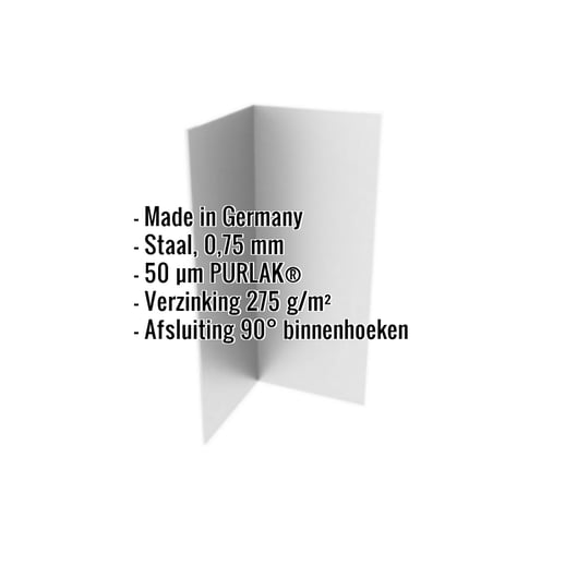 Binnenhoek | 10 cm x 10 cm x 2,00 m | Staal 0,75 mm | 50 µm PURLAK® | 9006 - Zilver-Metallic #2