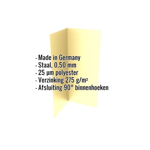 Binnenhoek | 10 cm x 10 cm x 2,00 m | Staal 0,50 mm | 25 µm Polyester | 1015 - Licht ivoorkleurig #2