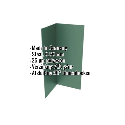 Binnenhoek | 10 cm x 10 cm x 2,00 m | Staal 0,50 mm | 25 µm Polyester | 6005 - Mosgroen #2