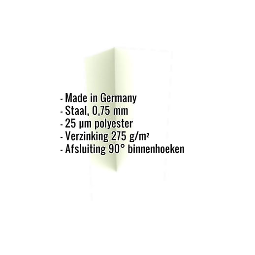 Binnenhoek | 10 cm x 10 cm x 2,00 m | Staal 0,75 mm | 25 µm Polyester | 9002 - Grijswit #2