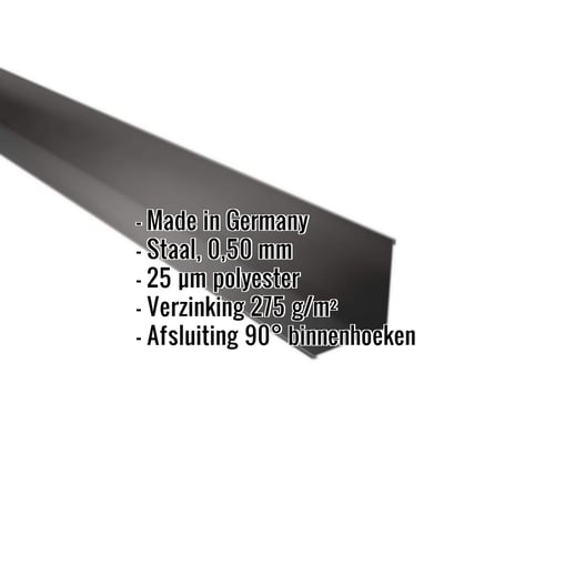 Binnenhoek | 11,5 cm x 11,5 cm x 2,00 m | Staal 0,50 mm | 25 µm Polyester | 9005 - Gitzwart #2