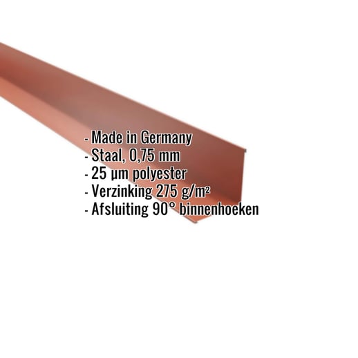 Binnenhoek | 11,5 cm x 11,5 cm x 2,00 m | Staal 0,75 mm | 25 µm Polyester | 8004 - Koperbruin #2