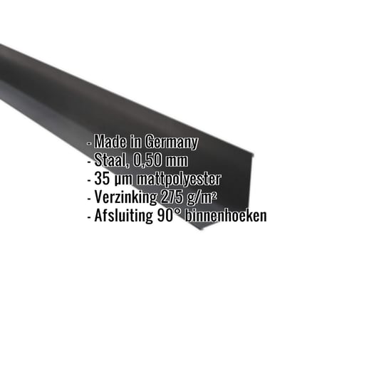 Binnenhoek | 11,5 cm x 11,5 cm x 2,00 m | Staal 0,50 mm | 35 µm Mattpolyester | 23 - Donkergrijs #2